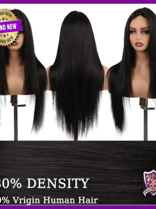 30 Inch Straight Human Hair Lace Front Wig Glueless Pre Plucked